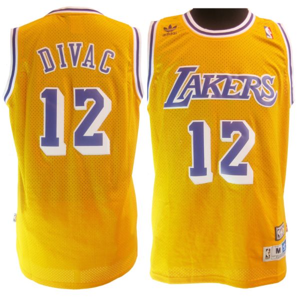 #12 Vlade Divac Yellow NBA Los Angeles Lakers Jersey