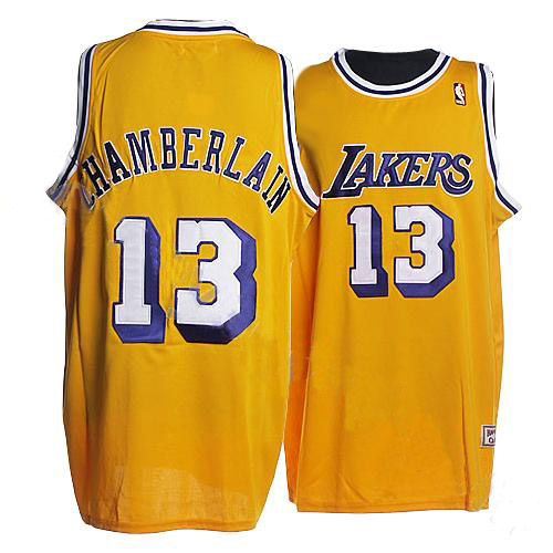 Yellow Wilt Chamberlain jersey, Los Angeles Lakers #13 Mitchell and Ness NBA Jersey