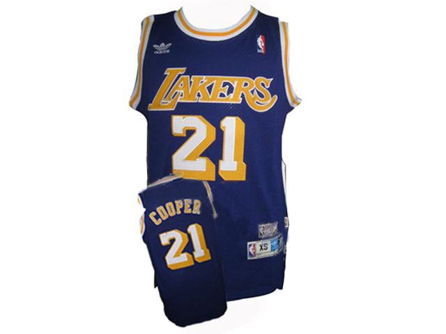 Mitchell and Ness NBA #21 Blue Michael Cooper Los Angeles Lakers jersey