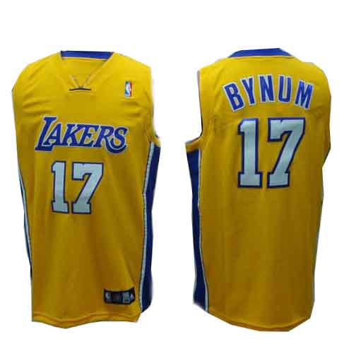 Yellow #17 Bynum NBA Los Angeles Lakers Jersey