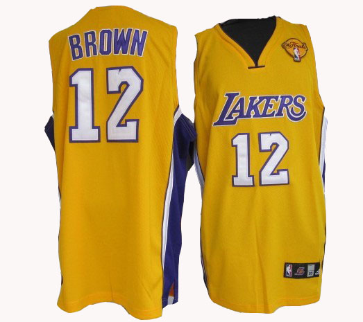 #12 Brown Yellow Los Angeles Lakers 2010 Finals Jersey