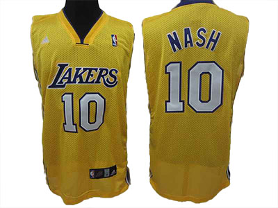 Yellow #10 Nash Los Angeles Lakers Jersey