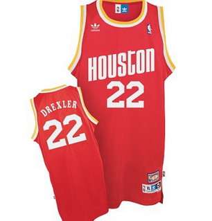 Red Clyde Drexler Road jersey, Houston Rockets #22 Adidas Hardwood Classics Swingman NBA Jersey