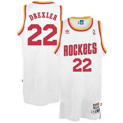 Clyde Drexler White Jersey, Houston Rockets #22 Adidas Soul Swingman Throwback Basketball Jersey