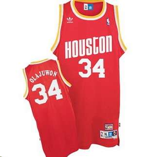 Houston Rockets #34 Hakeem Olajuwon Road Red Adidas Hardwood Classics Swingman NBA Jersey