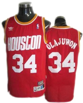 Hakeem Olajuwon Jersey: Throwback NBA #34 Houston Rockets Jersey In Red
