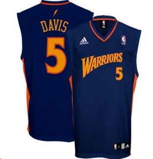 Adidas Basketball #5 Navy Baron Davis Golden State Warriors jersey