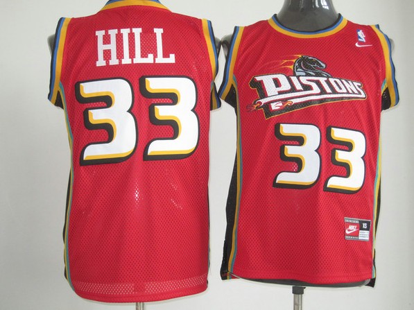Grant Hill red jersey, Detroit Pistons #33 NBA Throwback Swingman jersey