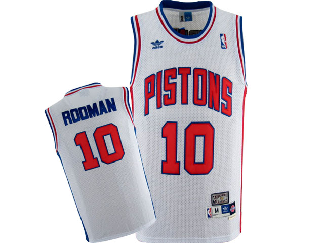white Rodman Home NBA Detroit Pistons #10 Jersey