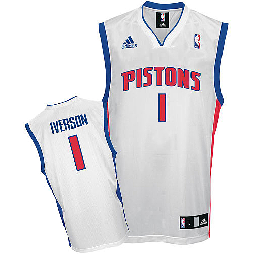 Pistons #1 Allen Iverson Home white Adidas NBA Jersey