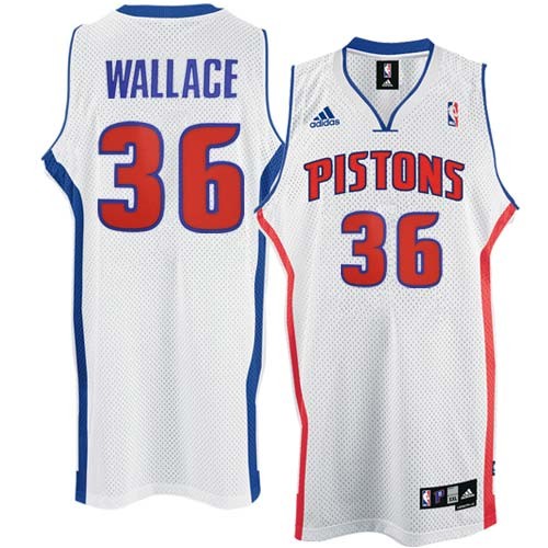 Pistons #36 Rasheed Wallace Home white Swingman Adidas NBA Jersey