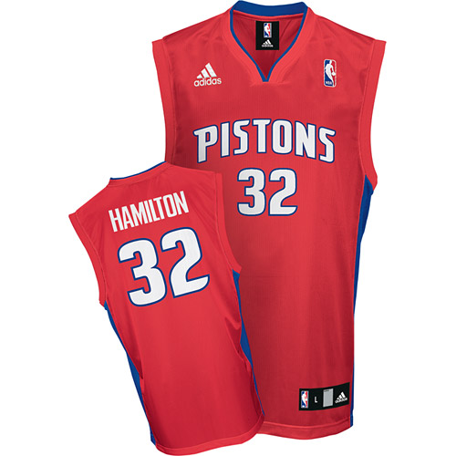 #32 Hamilton Alternate red Detroit Pistons Adidas NBA jersey