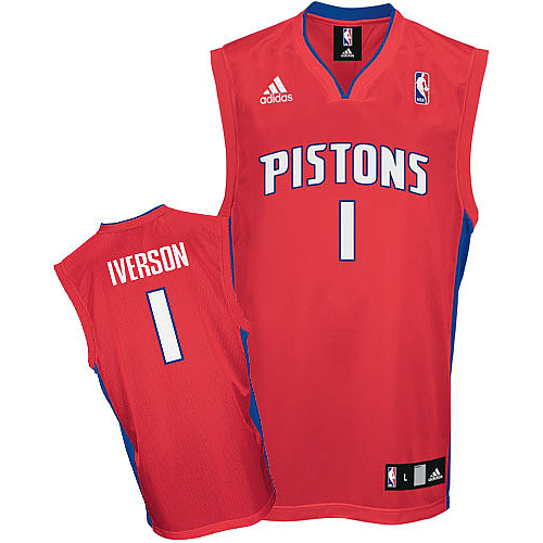 Pistons #1 Allen Iverson Alternate red Adidas NBA Jersey