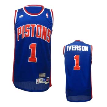 Detroit Pistons #1 Allen Iverson Road blue NBA jersey