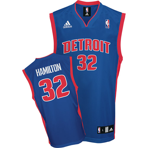 Pistons #32 Hamilton Road blue Adidas NBA Jersey