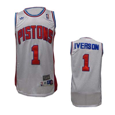 Allen Iverson Jersey: NBA #1 Detroit Pistons Jersey in white