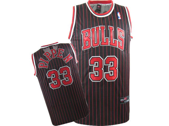 Pippen Alternate Jersey: strip #33 Chicago Bulls Jersey In black red