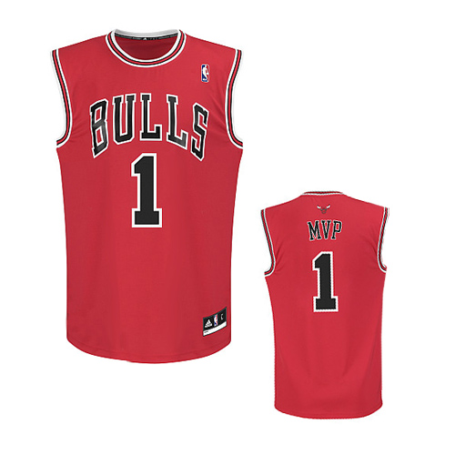 Bulls #1 Mvp Red NBA Jersey