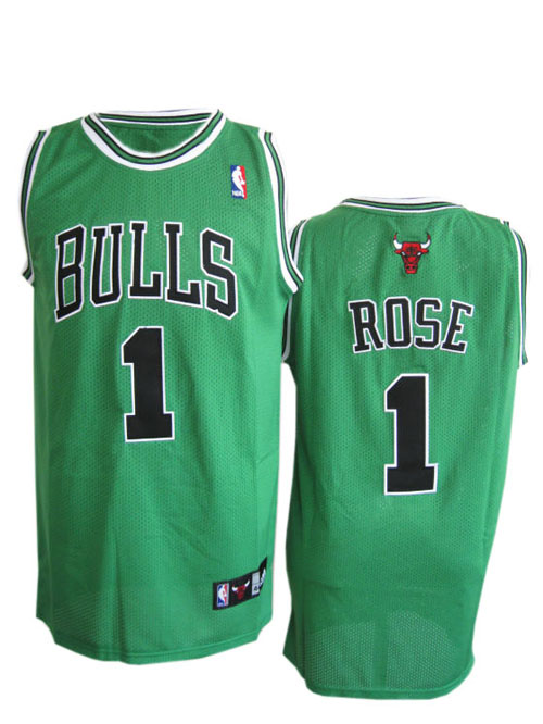 Green Derrick Rose Stitched NBA Chicago Bulls #1 Jersey