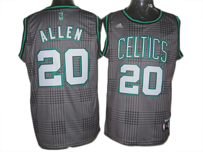 #20 Allen black grid  Boston Celtics NBA jersey