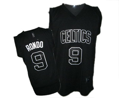 Rajon Rondo Jersey Black  #9 Boston Celtics Shadow NBA Jersey