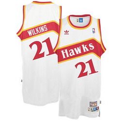 White Dominique Wilkins jersey, Atlanta Hawks #21 Soul Swingman Throwback jersey