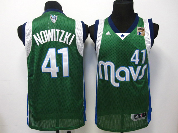 Dallas Mavericks #41 Nowitzki 2011 Champion patch jersey in Green