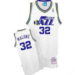 Jazz #32 Karl Malone White Swingman NBA Jersey