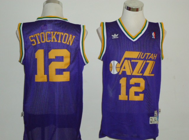 Jazz #12 John Stockton purple NBA Jersey