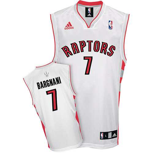 A patch #7 Andrea Bargnani Home White NBA Toronto Raptors jersey