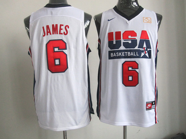 White James Mesh throwback NBA Team USA #6 Jersey