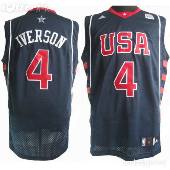 Iverson Jersey: Swingman Basketball #4 NBA Team USA Jersey In Blue