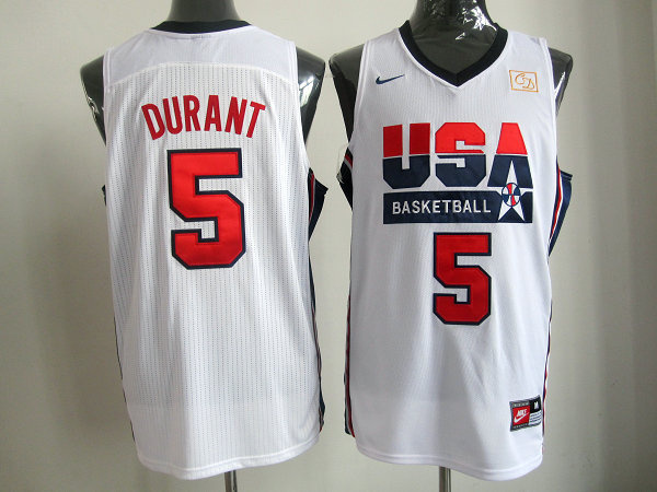 White Durant Team USA throwback #5 Jersey