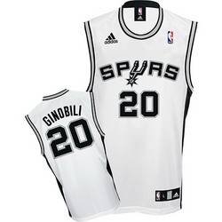 White Manu Ginobili Home jersey, San Antonio Spurs #20 NBA jersey