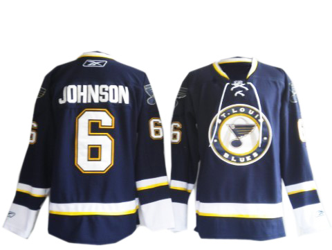 Blues #6 Johnson Dark Blue 3rd Edition NHL Jersey