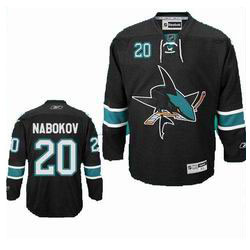 Nabokov Jersey Black #20 NHL San Jose Sharks Jersey