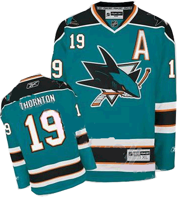 NHL San Jose Sharks #19 Joe Thornton Home Green Stitched Replithentic A Patch Jersey