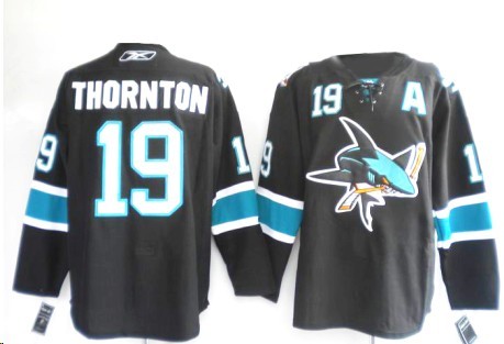 Black Thorton NHL San Jose Sharks #19 Jersey