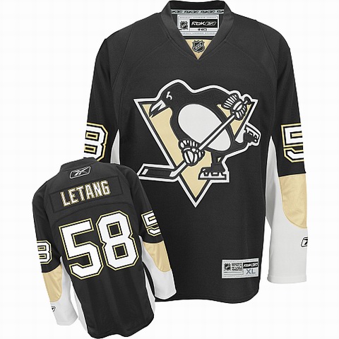 Penguins #58 Letang Black NHL Jersey