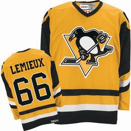 Yellow Mario Lemieux Jersey, NHL Pittsburgh Penguins #66 Hockey Jersey