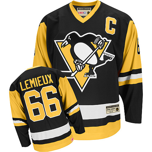 Mario Lemieux Black Jersey, NHL Pittsburgh Penguins #66 Hockey Jersey