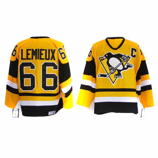 NHL Pittsburgh Penguins #66 Marrio Lemieux Yellow Jersey