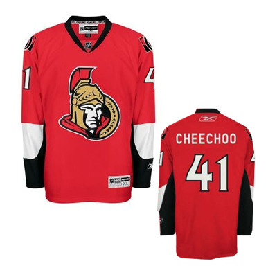 NHL #41 red Jonathan Cheechoo Ottawa Senators jersey