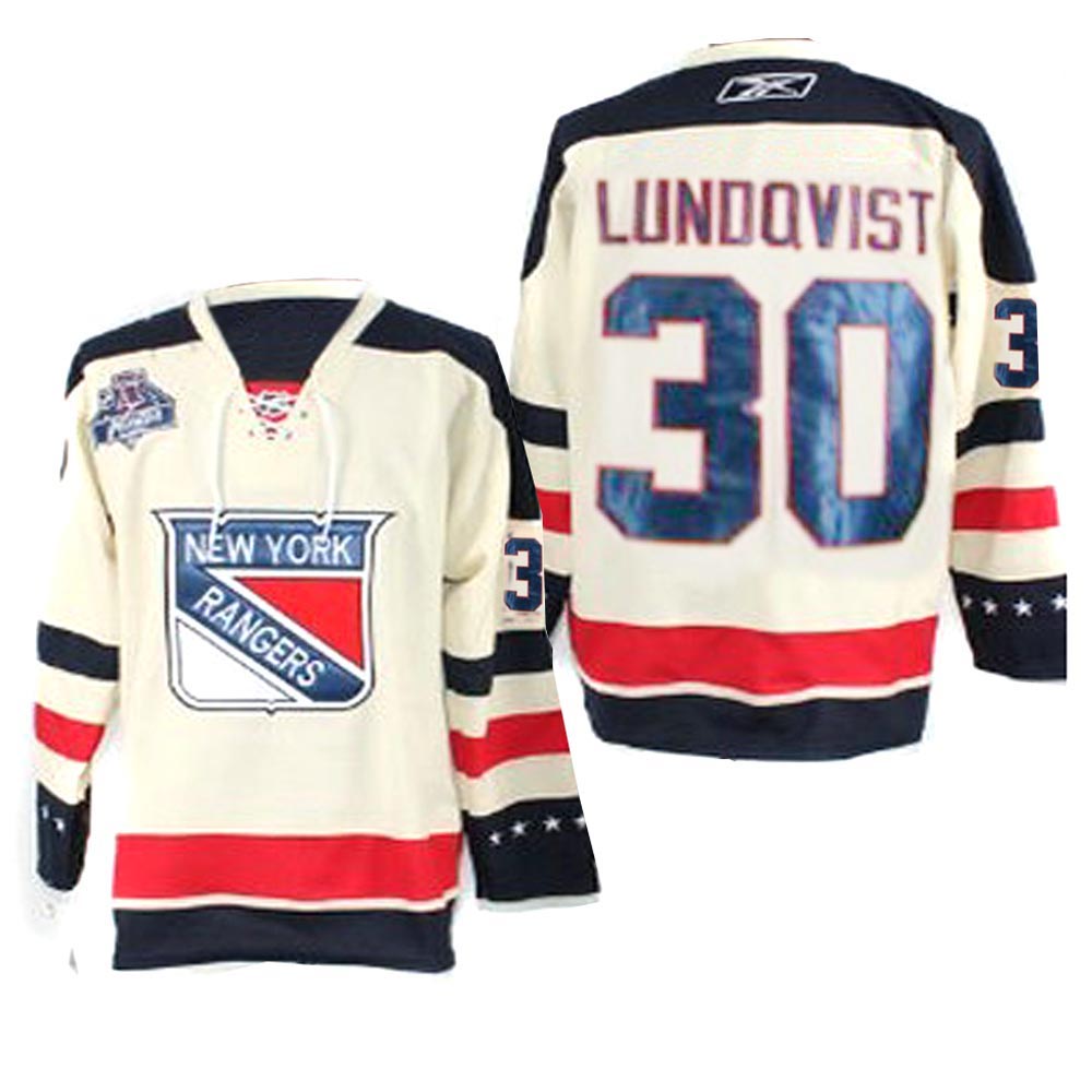 Lundqvist Cream jersey, New York Rangers #30 NHL 2012 Winter Classic jersey