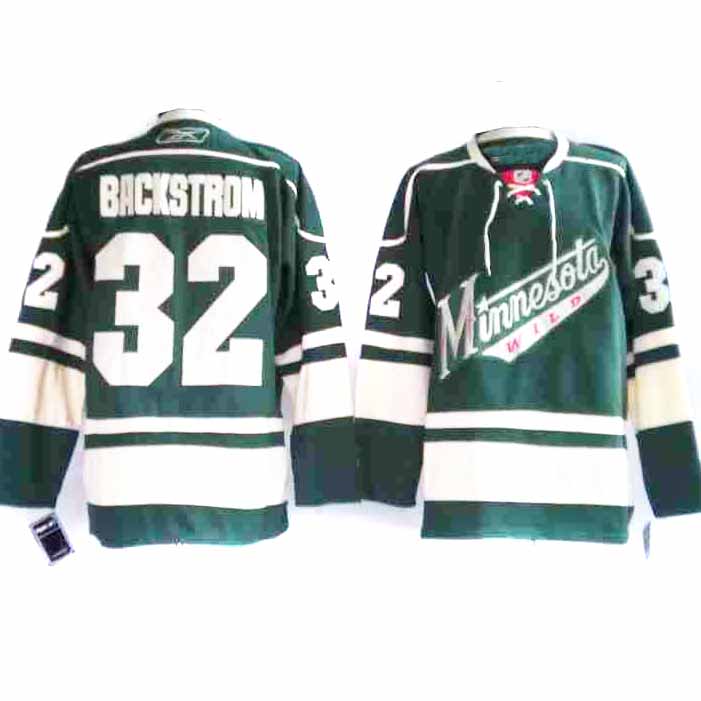 Green  Backstrom NHL Minnesota Wild #32 Jersey
