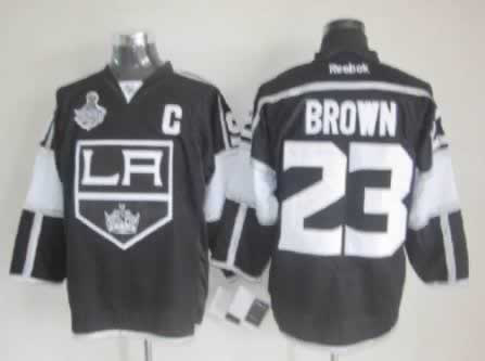 Kings #23 Brown Black  3RD With 2012 Champions Cup Patch NHL Jersey