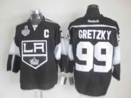 Black Gretzky jersey, Los Angeles Kings #99 3RD With 2012 Champions Cup Patch jersey