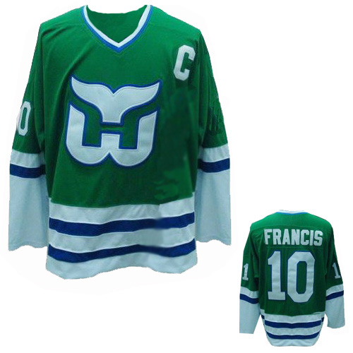Hartford Whalers #10 Ron Francis Throwback CCM jersey in Green 