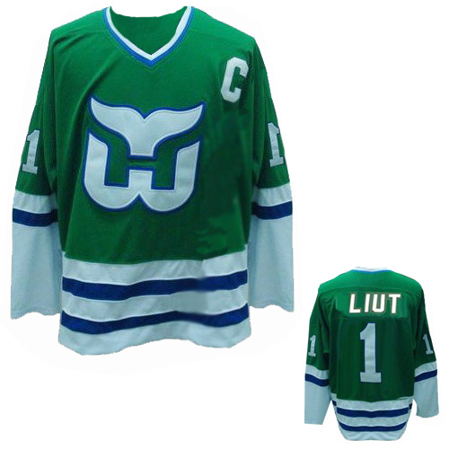 Green Mike Liut Premier Throwback CCM Hartford Whalers #1 Jersey