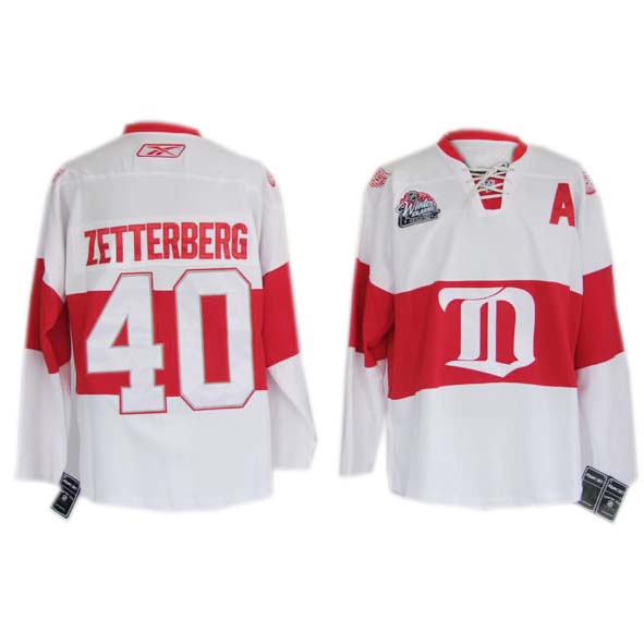 Detroit Red Wings #40 White Henrik Zetterberg NHL jersey